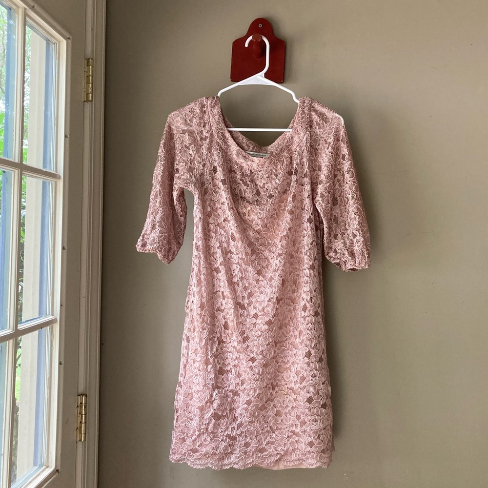 Diane Von Furstenberg Pink Lace 3/4 Sleeve Dress 2